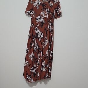 Floral Brown Midi Dress